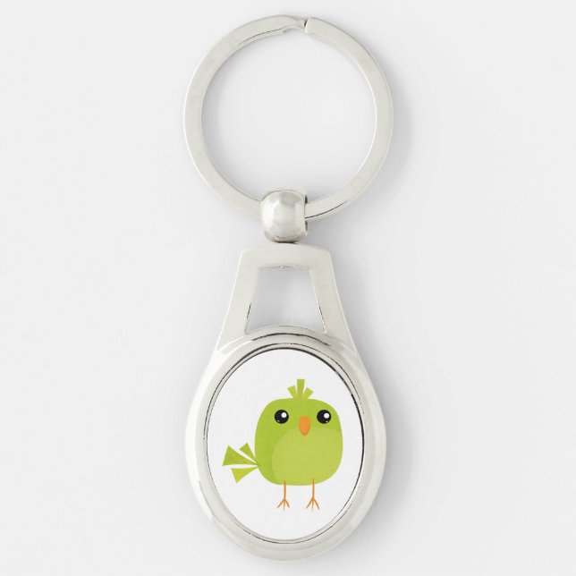 Green Bird Cartoon   Keychain (Front)