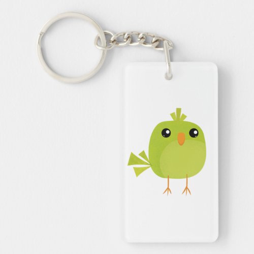 Green Bird Cartoon   Keychain