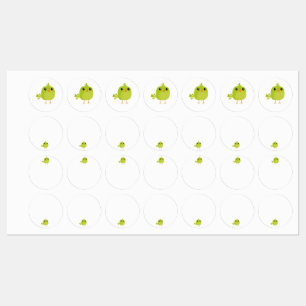Green Bird Cartoon Labels