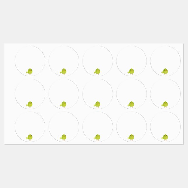 Green Bird Cartoon   Labels (Sheet)