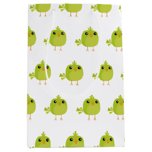 Green Bird Cartoon   Medium Gift Bag