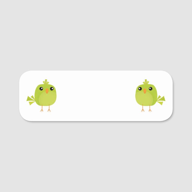Green Bird Cartoon   Name Tag (Front)