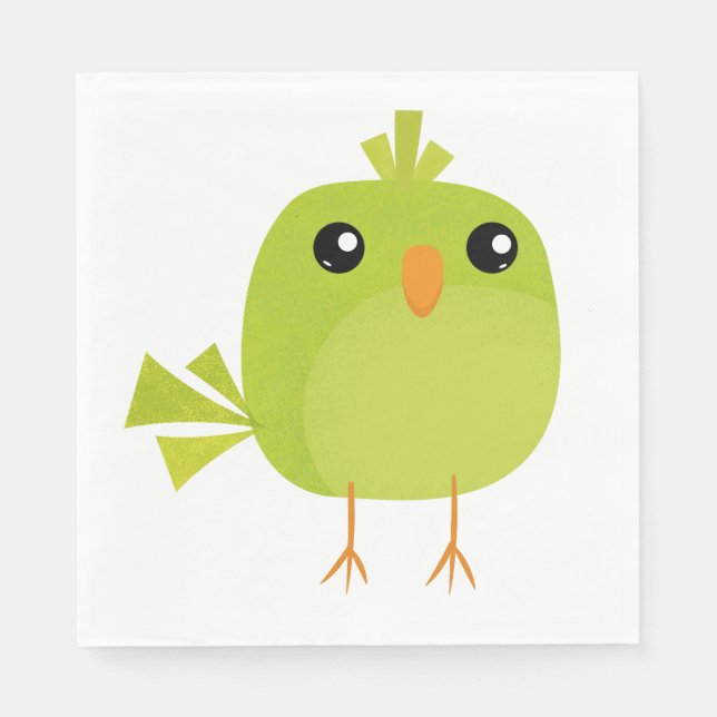 Green Bird Cartoon   Napkins (Front)