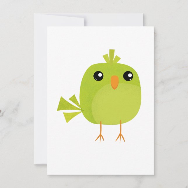 Green Bird Cartoon   Note Card (Front)