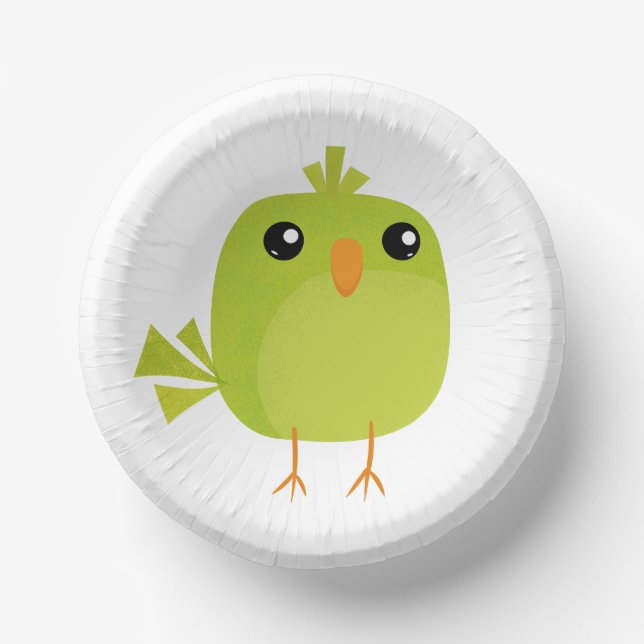 Green Bird Cartoon   Paper Bowls (Front)