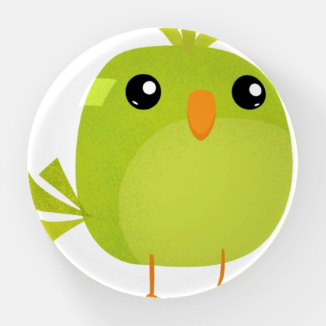 Green Bird Cartoon   Paperweight (Front)