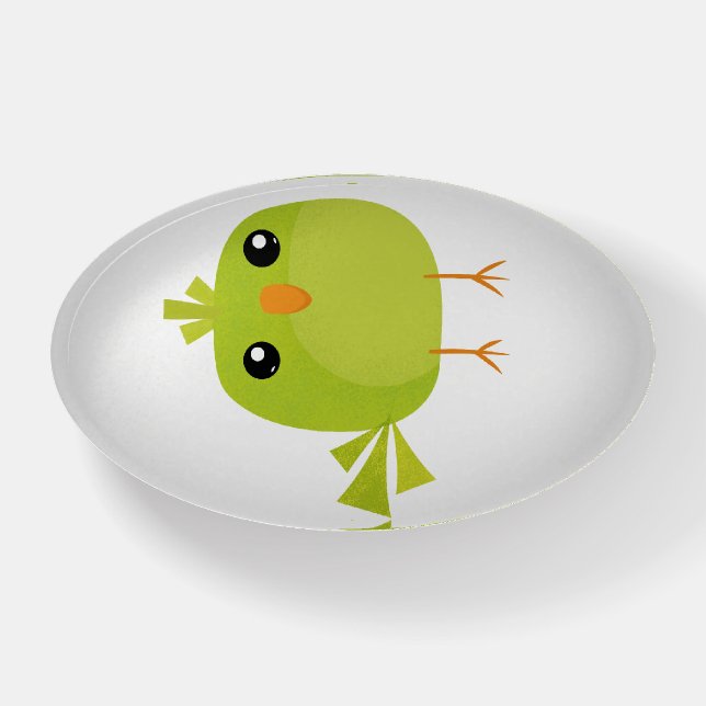 Green Bird Cartoon   Paperweight (Front)