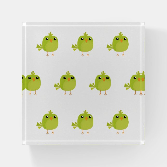 Green Bird Cartoon   Paperweight (Front)