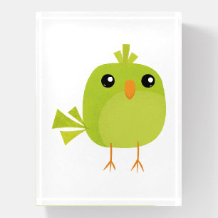 Green Bird Cartoon Paperweight