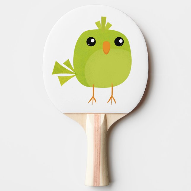 Green Bird Cartoon   Ping Pong Paddle (Front)