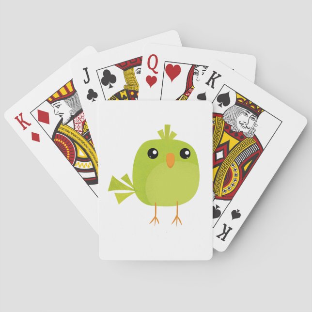 Green Bird Cartoon Poker Cards (Back)