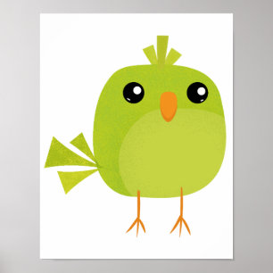 Green Bird Cartoon  Poster