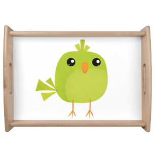 Green Bird Cartoon Serving Tray