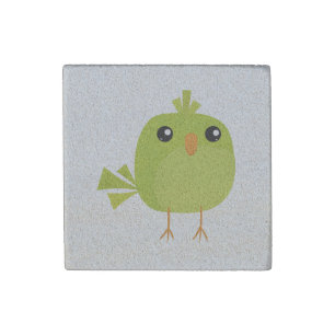 Green Bird Cartoon   Stone Magnet