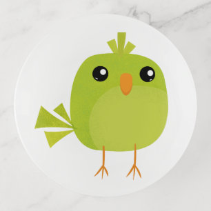 Green Bird Cartoon Trinket Tray