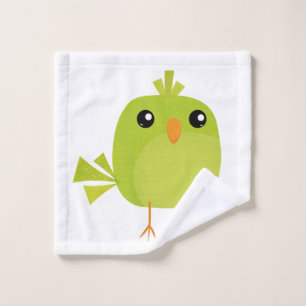 Green Bird Cartoon Wash Cloth
