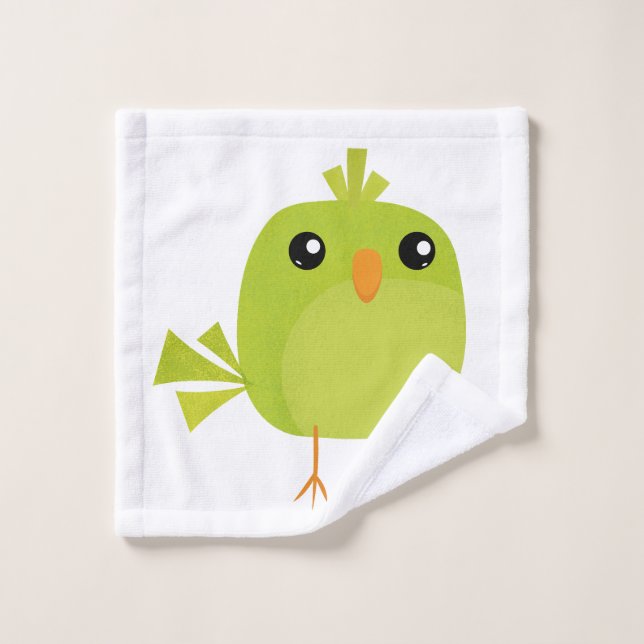 Green Bird Cartoon  Wash Cloth (Wash Cloth)
