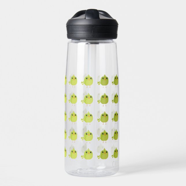 Green Bird Cartoon   Water Bottle (Front)