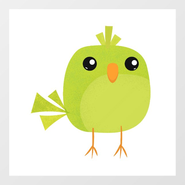 Green Bird Cartoon   Window Cling (Sheet)