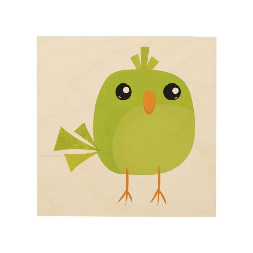 Green Bird Cartoon  Wood Wall Art