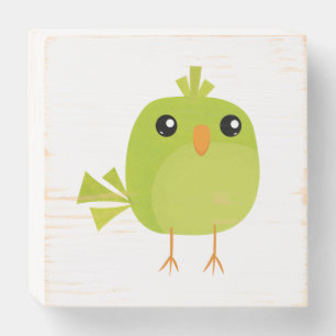 Green Bird Cartoon Wooden Box Sign
