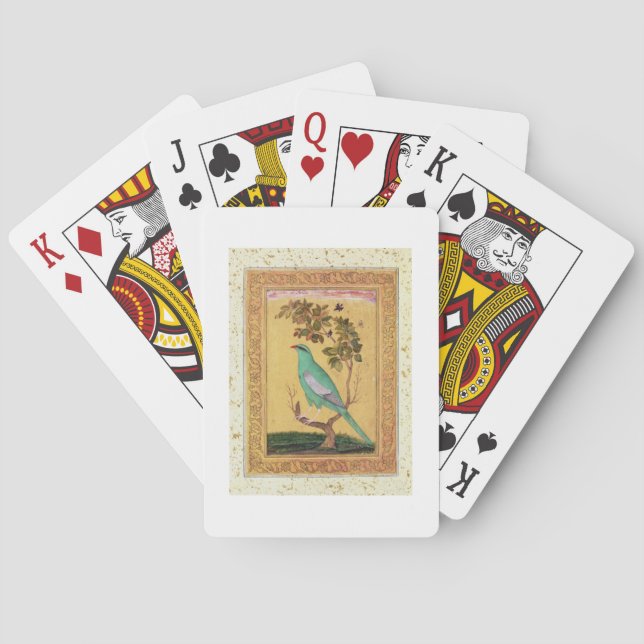 Green Bird, Mughal (gouache on paper) Poker Cards (Back)