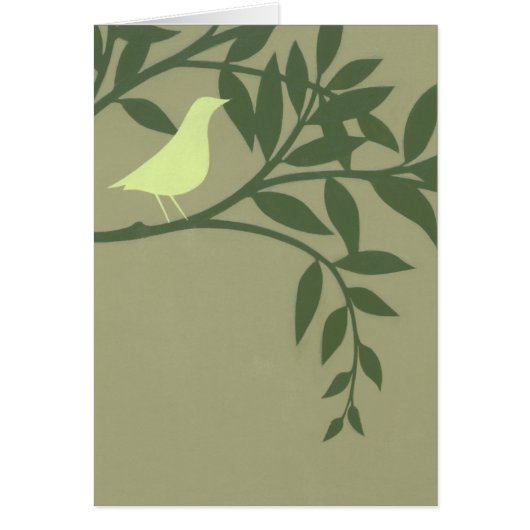 Green Bird Perched on Green Branch (Front)