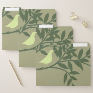 Green Bird Perched on Green Branch File Folder