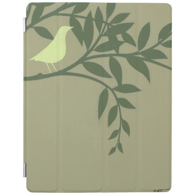 Green Bird Perched on Green Branch iPad Smart Cover (Front)