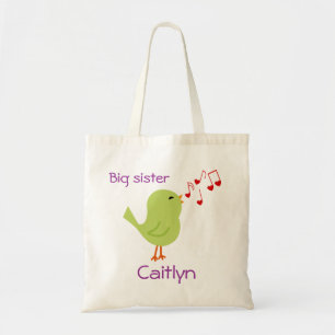 Green Bird Personalized Big Sister Tote Bag