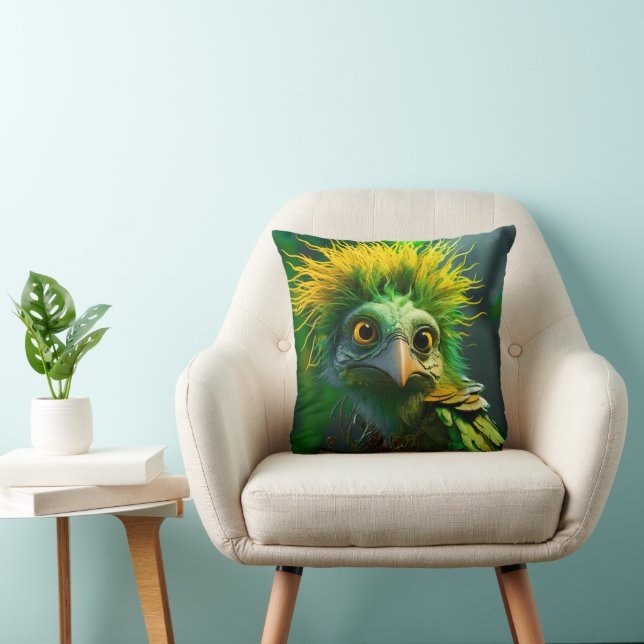 Green Bird Throw Pillow (Chair)