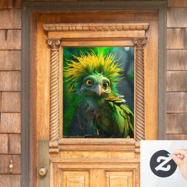 Green Bird Window Cling (Home Door)
