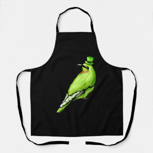 Green Bird With Green Hat For St Patricks Day Apron