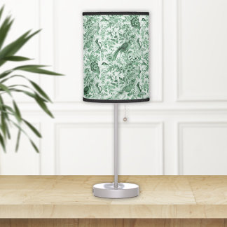 Green Birds and Flowers French Garden Table Lamp