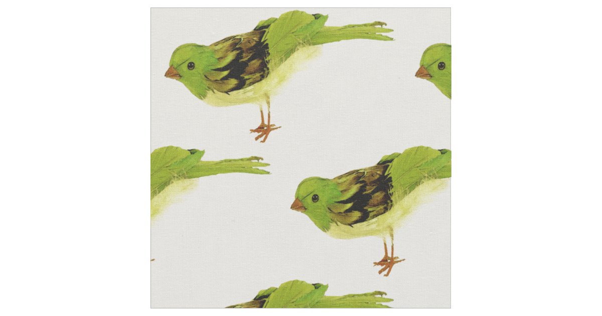 Green Birds Fabric Zazzle