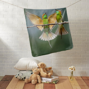 Green Birds Frolic in the Trees Photograph Baby Blanket