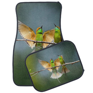 Green Birds Frolic in the Trees Photograph Car Floor Mat