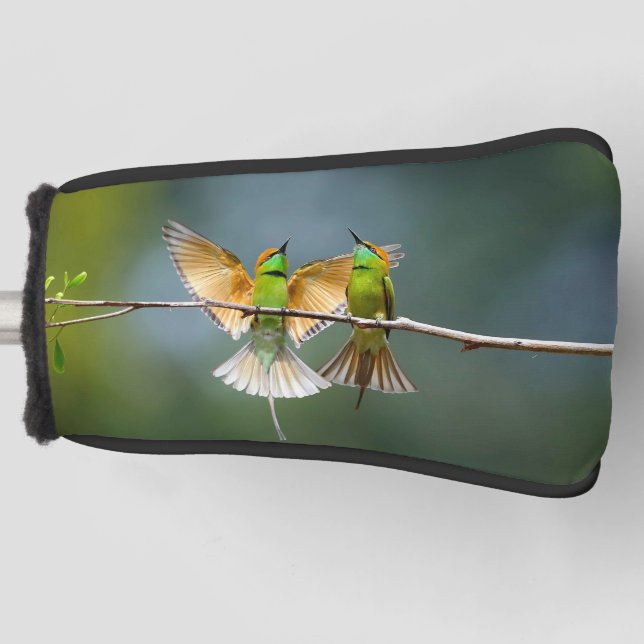 Green Birds Frolic in the Trees Photograph Golf Head Cover (Front)