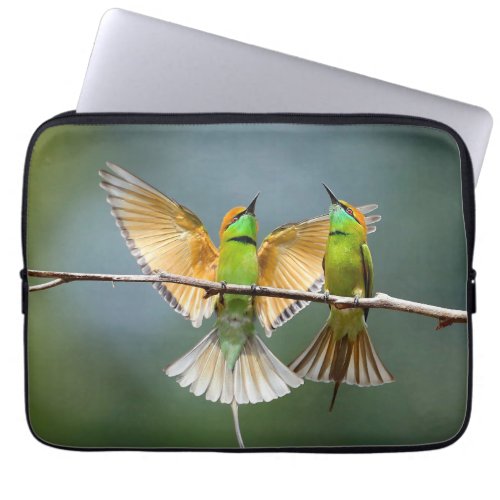 Green Birds Frolic in the Trees Photograph Laptop Sleeve