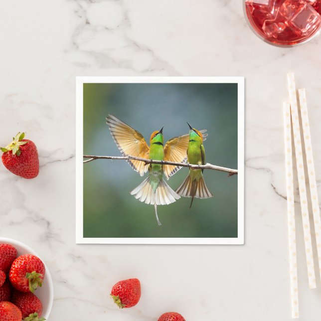 Green Birds Frolic in the Trees Photograph Napkins (Insitu)