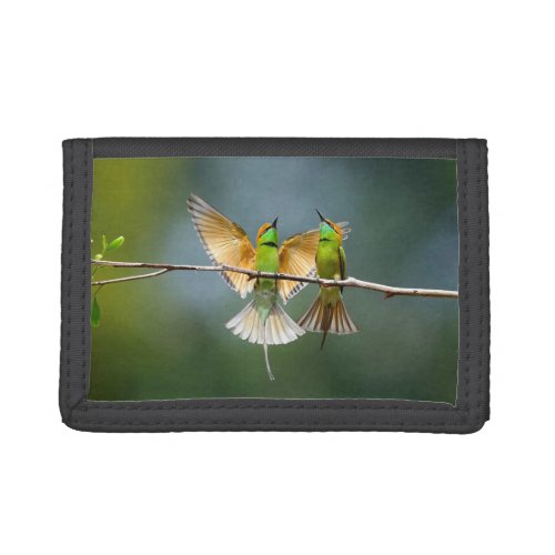 Green Birds Frolic in the Trees Photograph Trifold Wallet