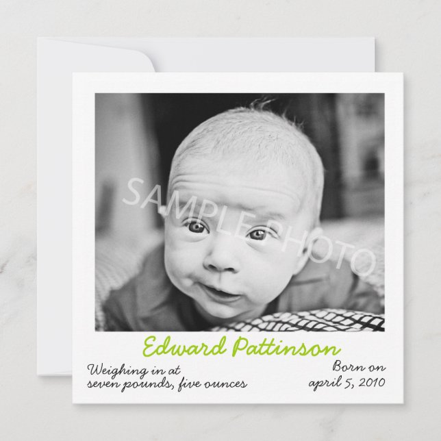 Green Birth Announcement (Front)