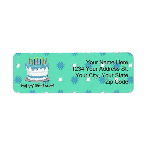 Green Birthday Cake Return Address Labels