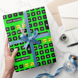 Green Birthday Calculator Wrapping Paper