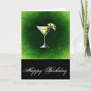 Green birthday cocktail absinthe card