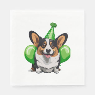 Green Birthday Corgi Classic T-Shirt Napkins