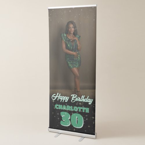 Green Birthday Party Celebration Photo Welcome  Retractable Banner