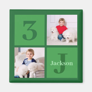 Green Birthday Photo Collage Personalized Party Magnet