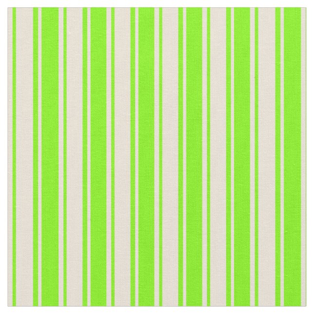 Green & Bisque Colored Lines/Stripes Pattern Fabric (Close Up)