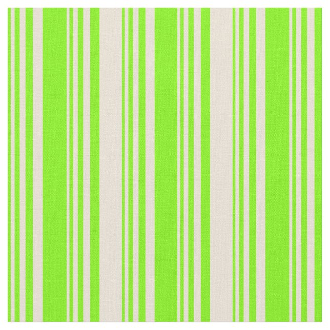 Green & Bisque Colored Stripes Fabric (Close Up)